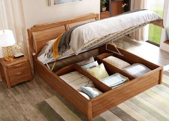 Mẫu giường ngủ gỗ hương tiện lợi 