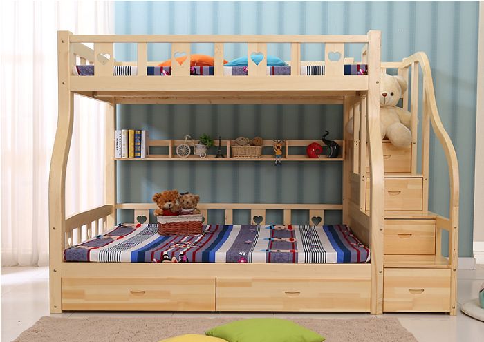 Giường ngủ 2 tầng làm bằng gỗ tự nhiên