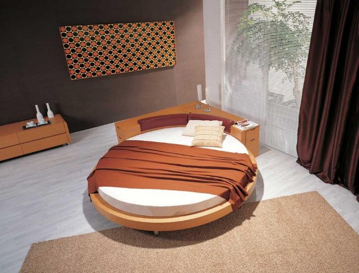 Mẫu giường tròn làm từ gỗ óc chó