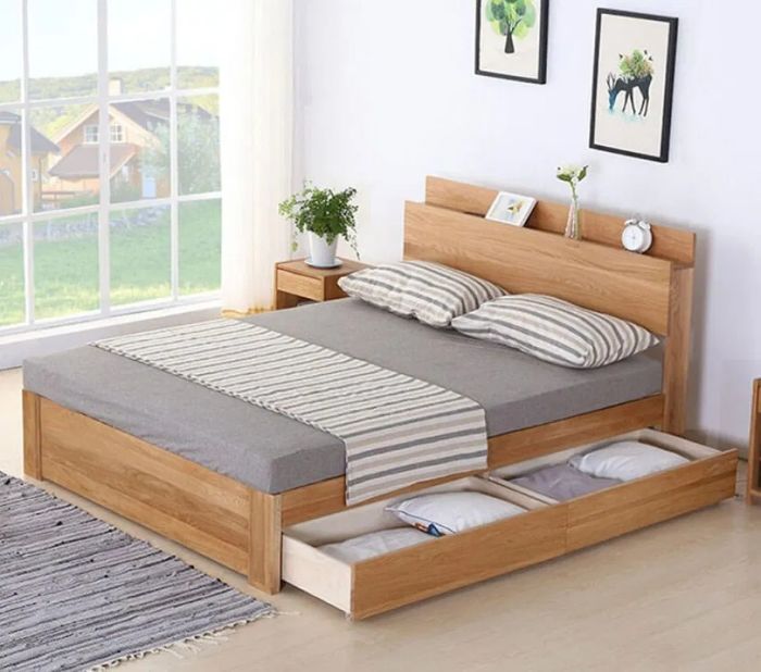 Kiểu giường đơn giản kết hợp nhiều chức năng