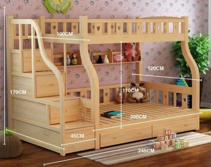 Giường ngủ gỗ đảm bảo kích thước an toàn cho bé trai