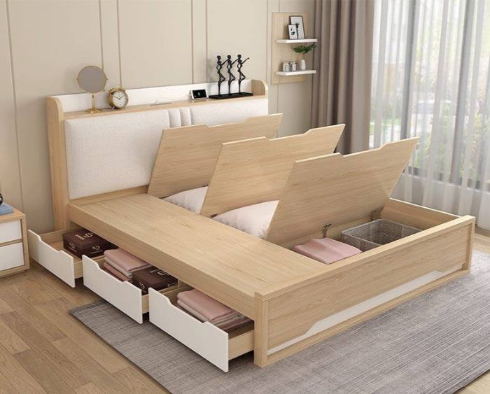 Mẫu giường ngủ thông minh có hộc kéo đa năng hiện đại