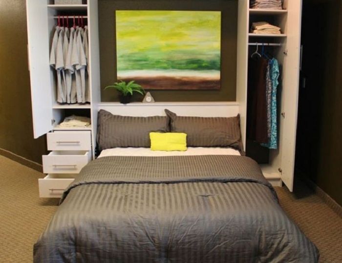 Mẫu giường ngủ thông minh kết hợp tủ quần áo sáng tạo