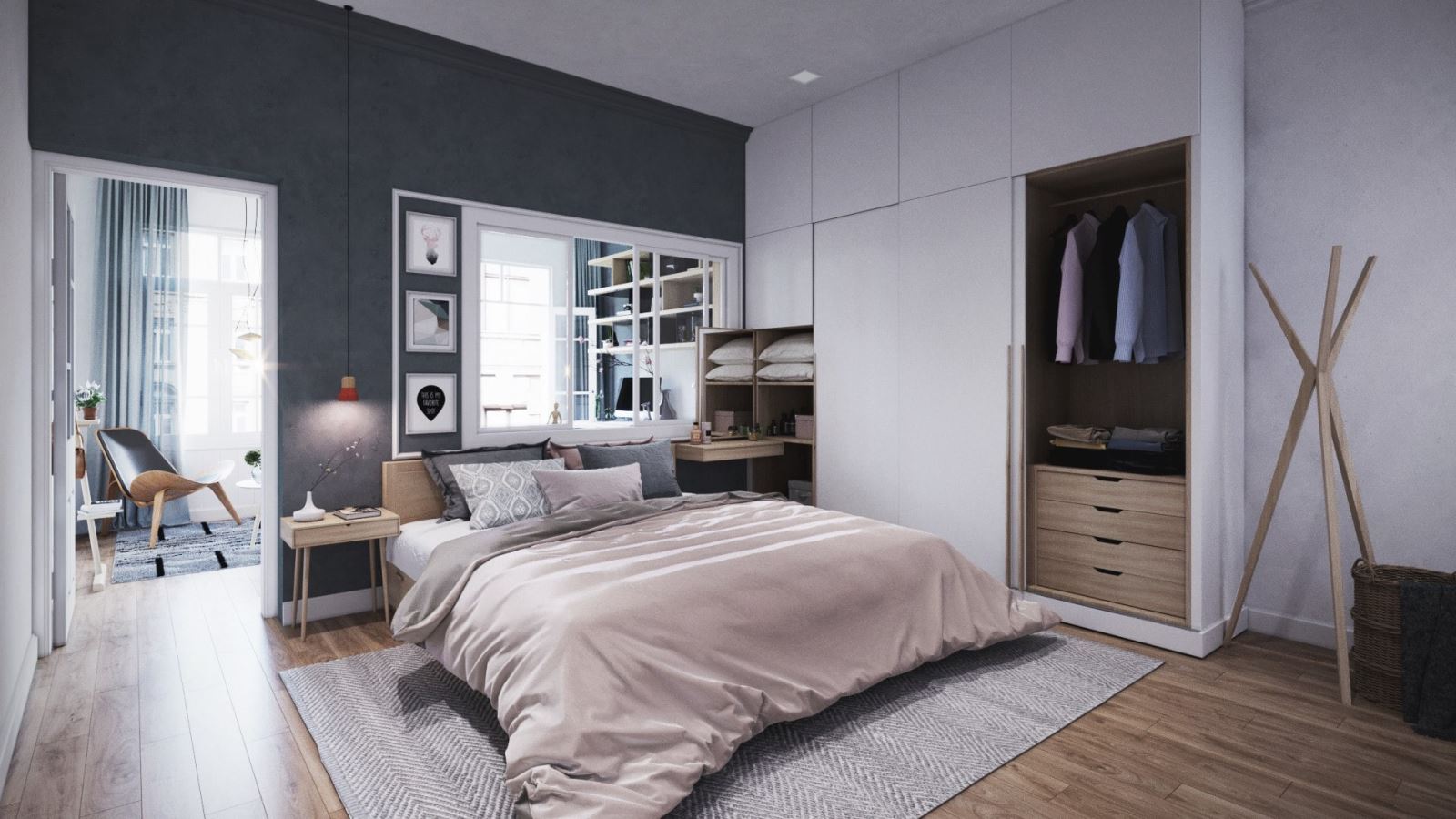 Phong cách Scandinavian thể hiện thông qua những món đồ nội thất chính của phòng ngủ