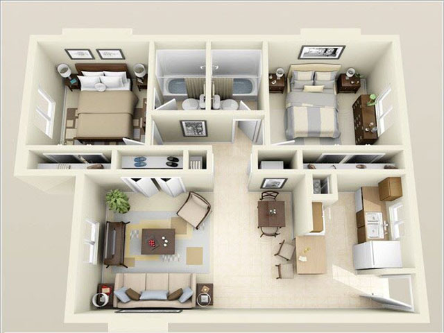Tư vấn thiết kế nội thất căn hộ chung cư 65m2 chi tiết nhất