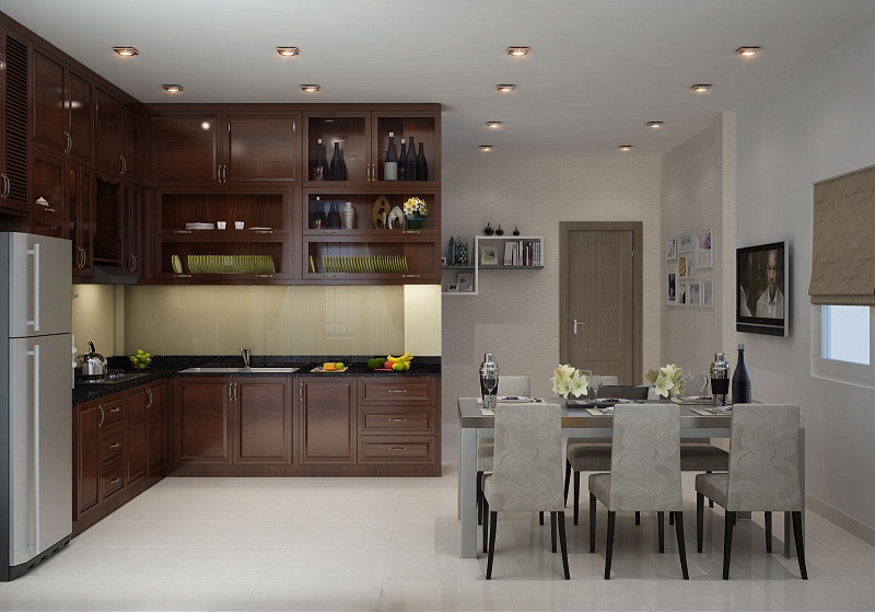 Mẫu thiết kế nội thất chung cư đẹp cho phòng bếp hiện đại
