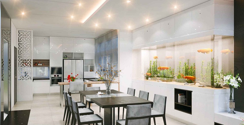Mẫu thiết kế nội thất chung cư đẹp cho phòng bếp hiện đại