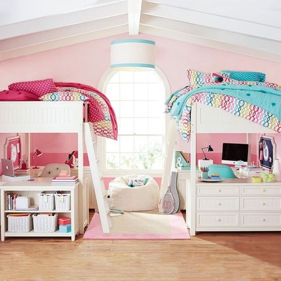 Thiết kế phòng ngủ trẻ em màu hồng cực xinh xắn