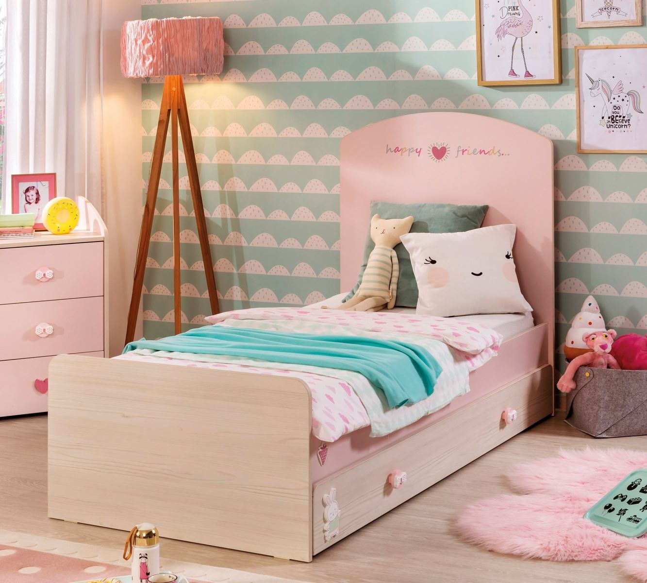 Một số mẫu giường ngủ cho bé gái màu hồng phấn