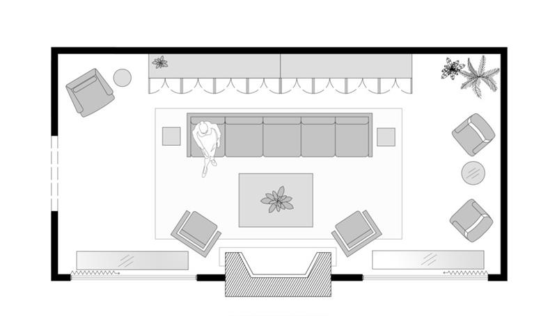 Bản vẽ thiết kế nội thất phòng khách ấn tượng