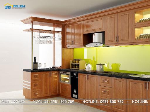 Cách tính giá tủ bếp gỗ sồi tự nhiên - Nội Thất Triệu Gia