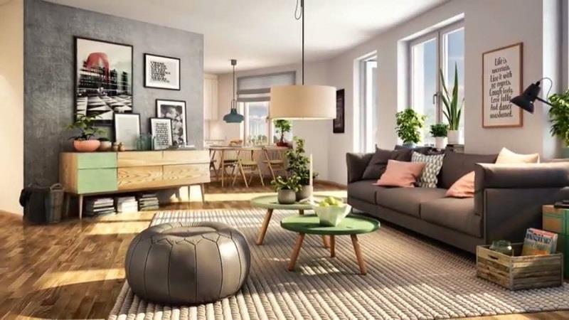 Cách thiết kế nội thất phòng khách liền phòng ăn