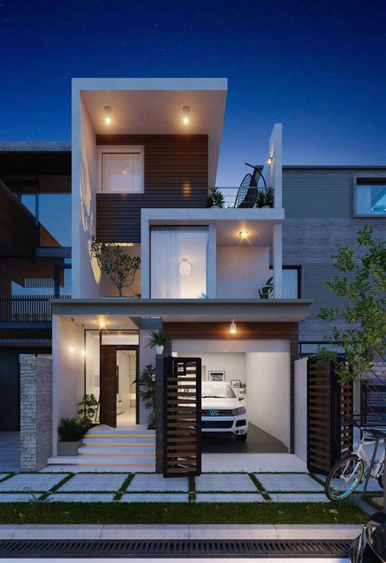 Thiết kế nhà 5x20m có gara đầy sáng tạo cùng với Triệu Gia