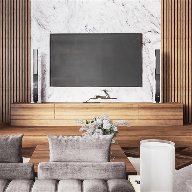 Thiết kế phòng khách đẹp với kệ tivi gỗ từ Triệu Gia