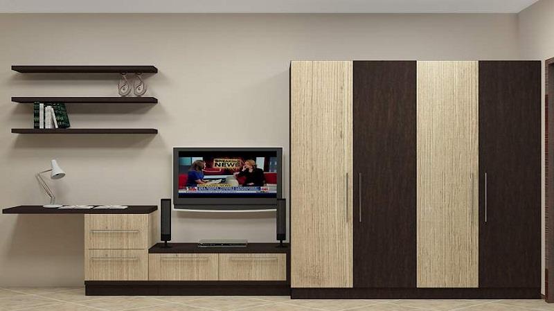 Tủ áo kết hợp kệ tivi - phương án hoàn hảo cho khách sạn